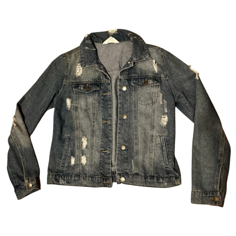 CiSONO Denim Jean Jacket Distressed Blue Medium